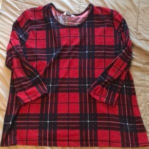 Alia plaid 3/4 sleeve top